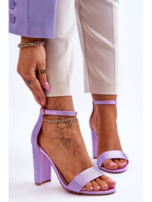 Women's High Heel Sandals With Zircons Violet Idealistic