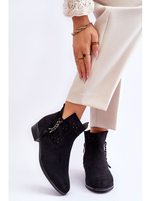 Women's Suede Zipper Boots Black Belliano