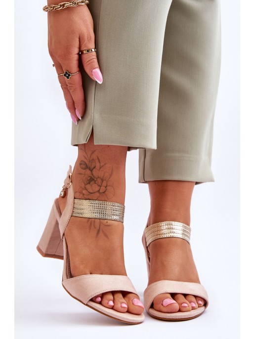 Women's Stiletto Sandals Suede Beige Enjoy