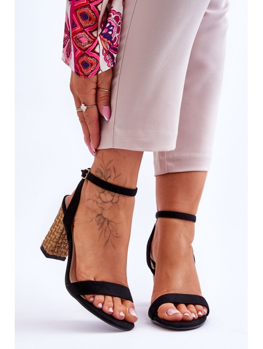 Suede Sandals On A Braided Heel Black Selila