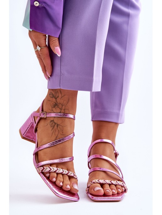 Women's Sandals Snakeskin Pattern Purple Amorio