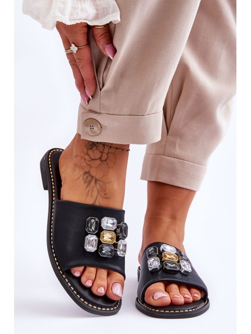 Women's Sandals With Stones S.Barski KV-2775-31 Black