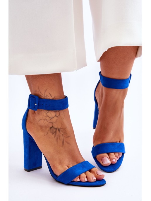 Suede High Heels Sandals Dark blue Jacqueline
