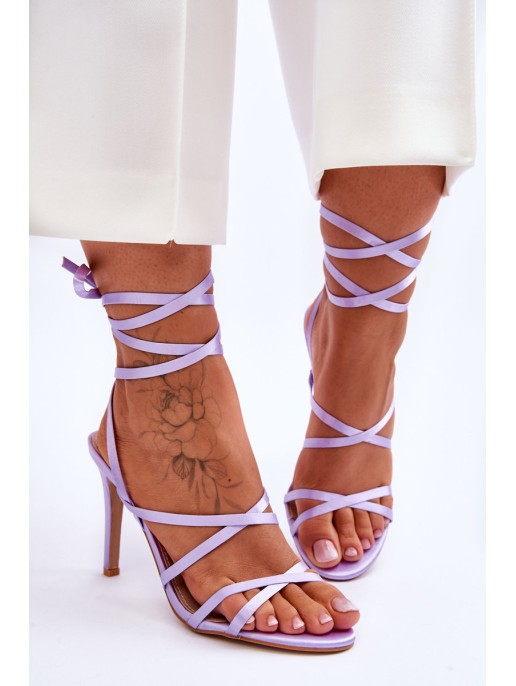 Women's Tied Sandals On A High Heel Purple Meya