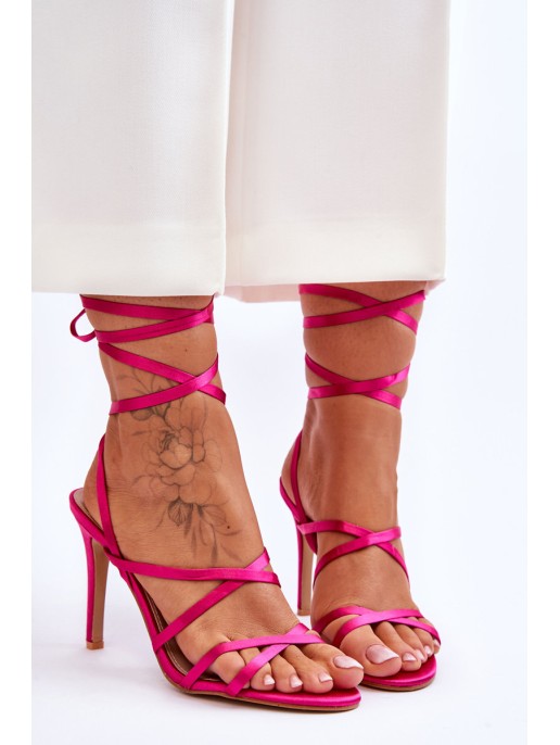 Women's Tied Sandals On A High Heel Fuchsia Meya