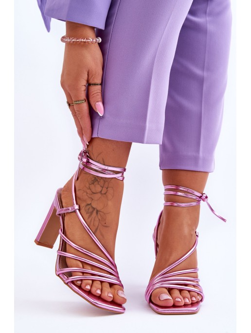 Fashionable Heeled Sandals Pink Tessoro