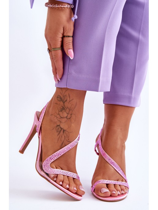 Elegant Slip-on High Heel Sandals Pink Colima