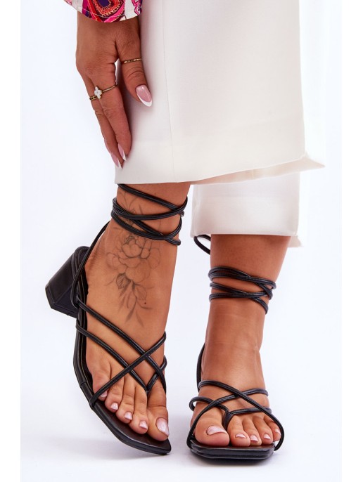 Tied Sandals With High Heels Black Secret Love