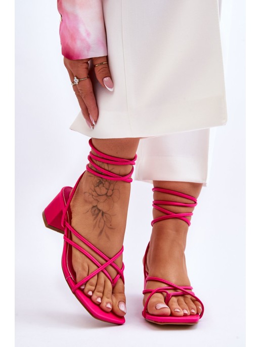 Tied Sandals With High Heels Pink Secret Love