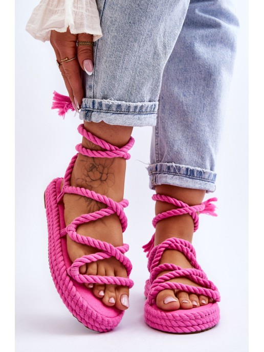 Tied Sandals On A Massive Platform Pink Can't Wait