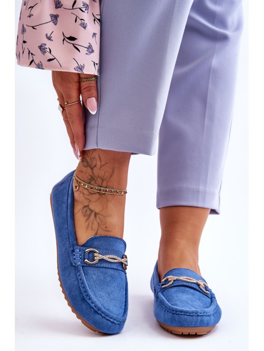 Classic Suede Loafers With Embellishment Blue Amera