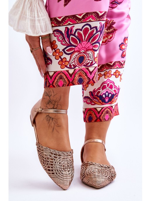 Elegant Women's Sandals Flat Rose Gold Sheia