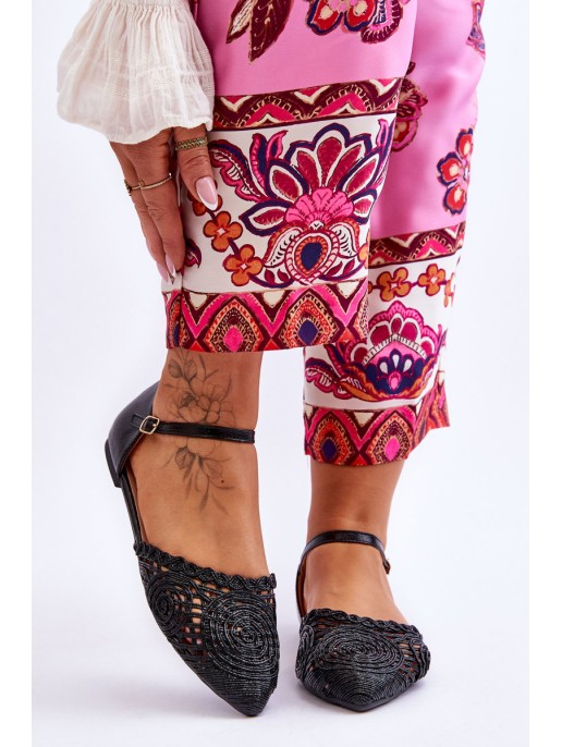 Elegant Women's Sandals Flat Black Sheia