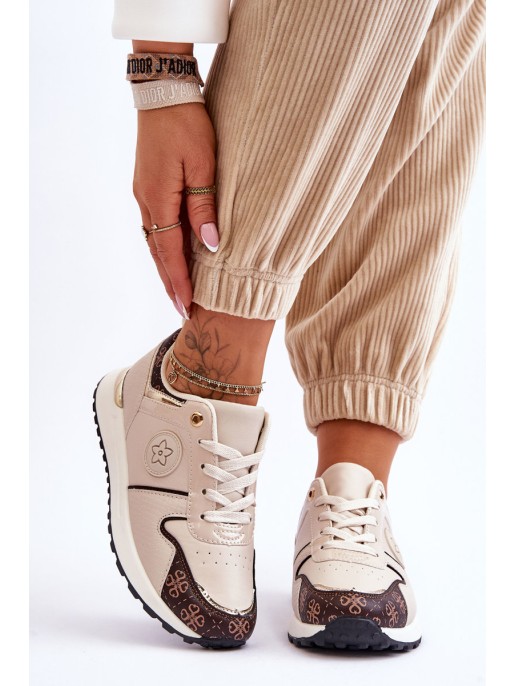 Trendy Leather Sports Shoes Beige-Brown Rachel