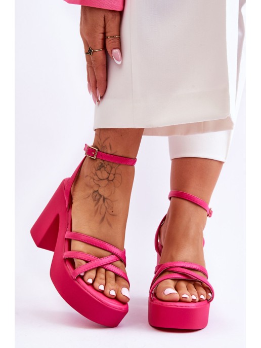 Fashionable High Heels Sandals With Straps Fuchsia Shemira
