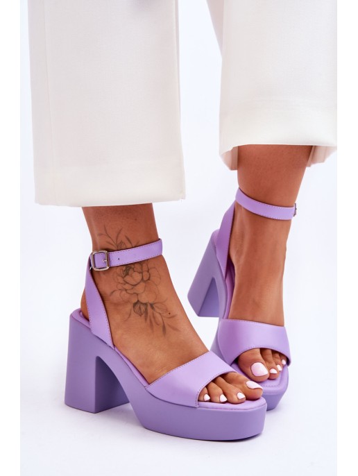 Fashionable Sandals On Massive Heel Violet Karmine