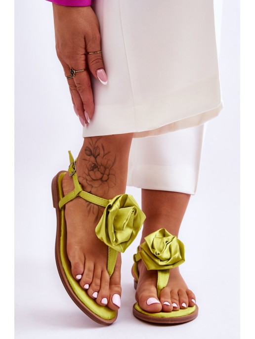 Women's Flip Flops With Fabric Rose Lime Carisma