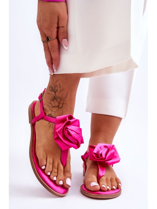 Women's Flip Flops With Fabric Rose Fuchsia Carisma