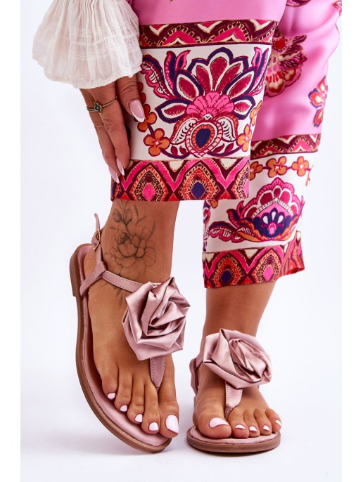 Women's Flip Flops With Fabric Rose Nude Carisma