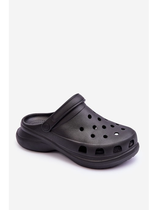 Foam Crocs Sandals On A Chunky Sole Black Katniss