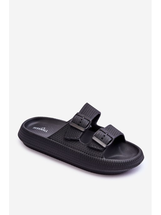 Women's Foam Sandals With Stripes Black Sharmen