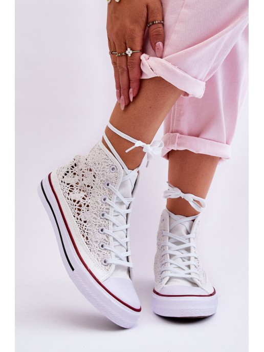 Women's Lace High Sneakers White Cornella