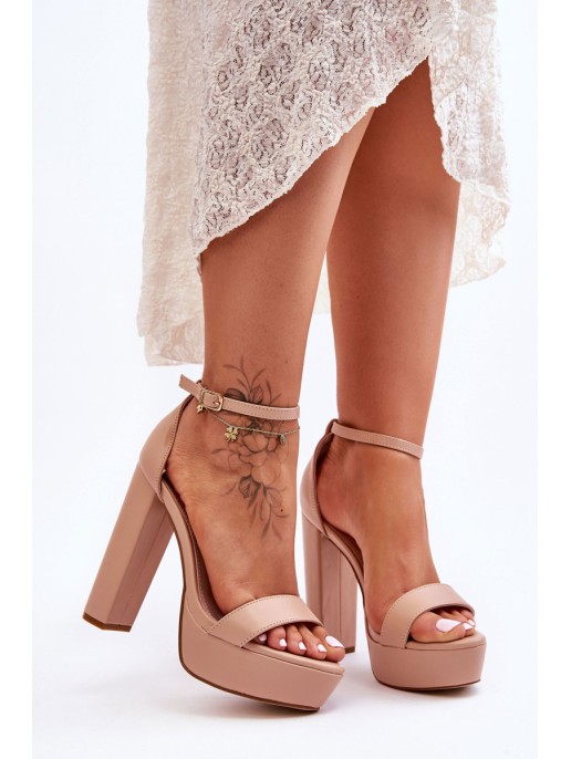 Leather Sandals On A High Bar And Platform Nude Sky Dream