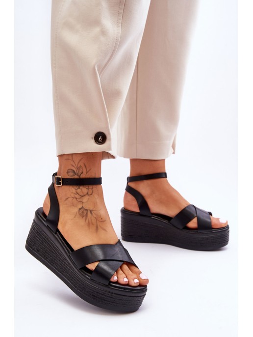 Women's Comfortable Wedge Sandals Černá Laurie