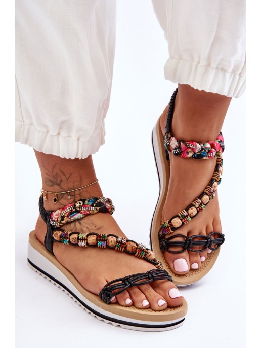 Comfortable Women's Wedge Sandals Black Jodie