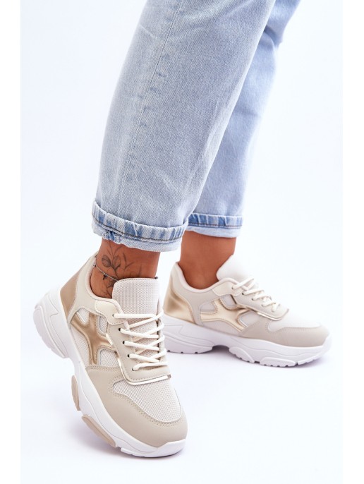 Women's Lace-up Sneakers Beige-gold Cortes