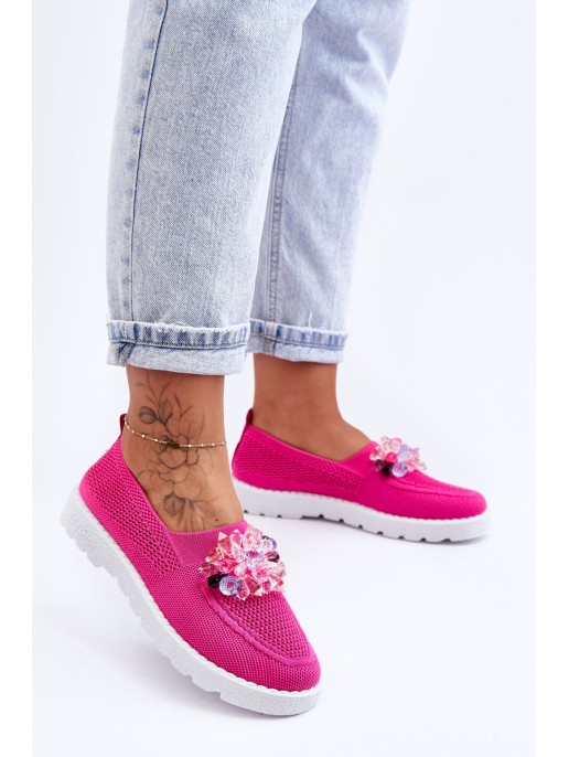 Women's Slip-On Sneakers with Stones Fuchsia Simple
