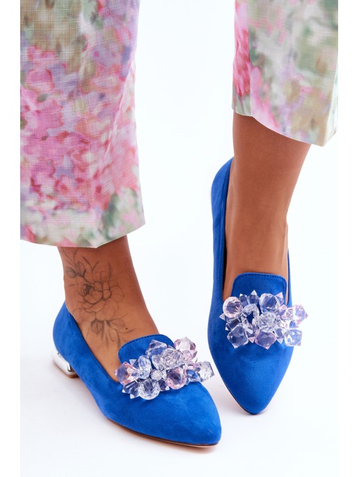 Women's Decorated Loafers On Flat Heel Blue Sloane