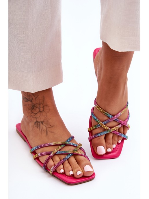 Women's Sandals with Straps and Rhinestones Multicolor Leomi