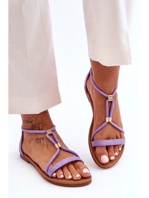 Women's Flat Sandals With Zip Purple Jullie