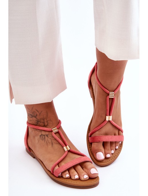 Women's Flat Sandals With Zip Coral Jullie