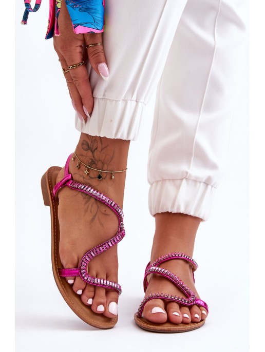 Women's Slip-On Sandals with Embellishments Pink Hayen