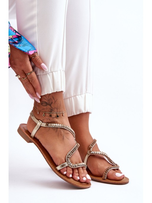 Women's Slip-On Sandals With Embellishments Gold Hayen