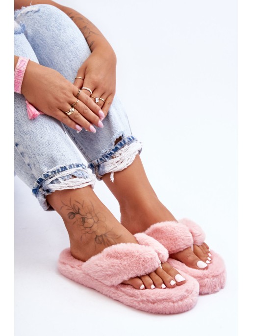 Women's Furry Slippers Pink Elma