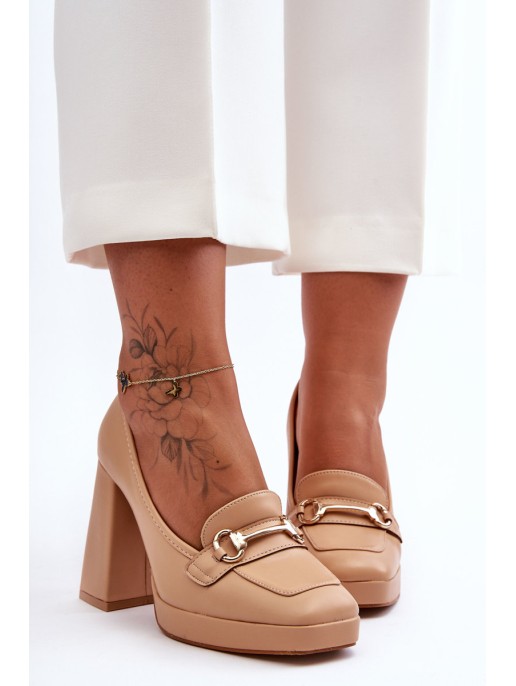 Stylish Leather Pumps Nude Rouse