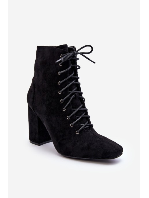Women's Suede Boots on Heel Black Saolio