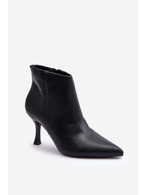 Women's Leather Boots On Heel Black Merisa