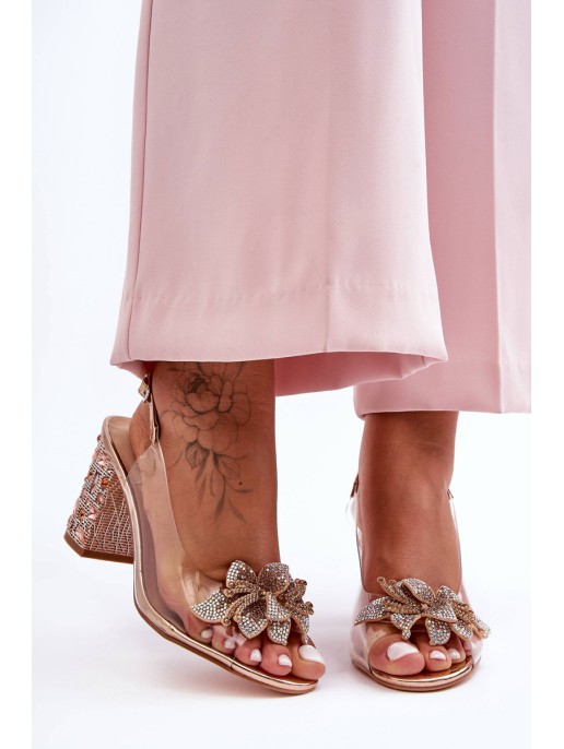 ransparent Glitter Stylish Sandals Gold Pink SBarski MR1037-18 T