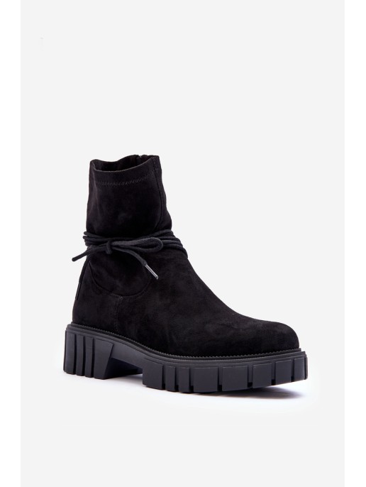Women's Suede Boots with Black Lacing Lineanor
