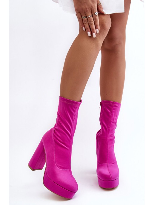 Women's High Heel Boots with Zip Fastening Fuchsia Peculia