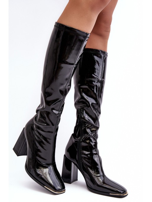 Women's Glossy Over-the-Knee Boots Black Mlokva