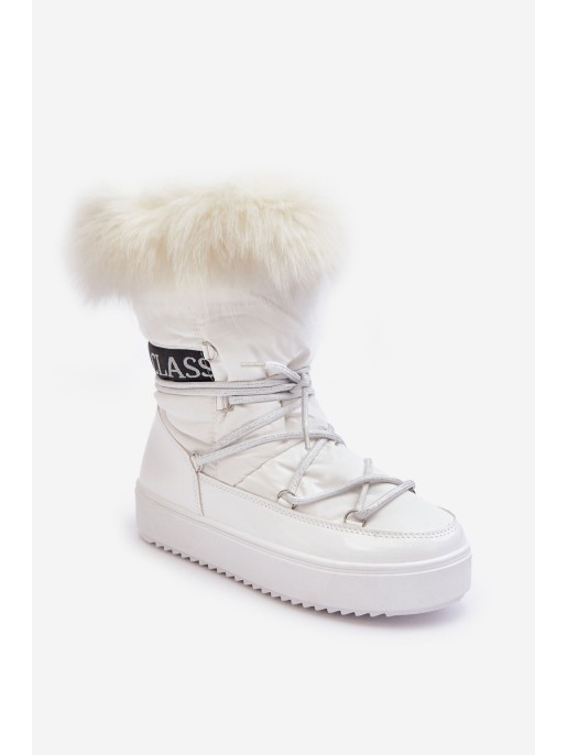 Women's Laced Snow Boots White Santero