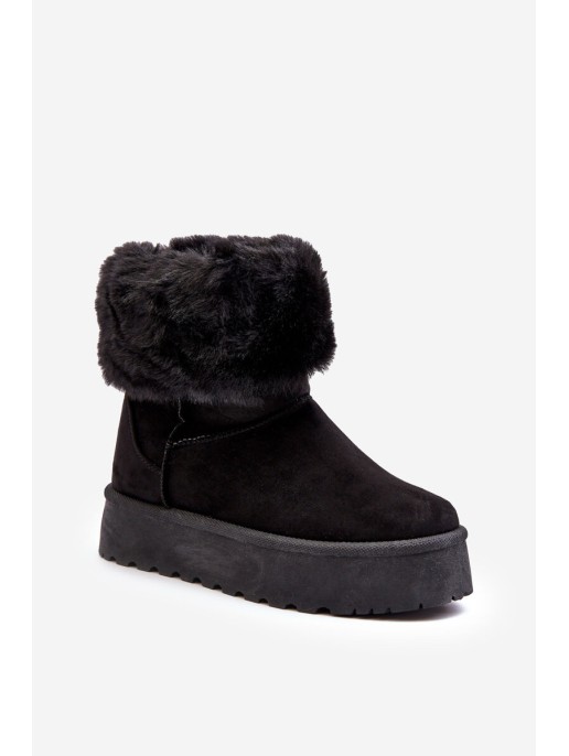 Women's Fur-Trimmed Snow Boots Black Rainsa