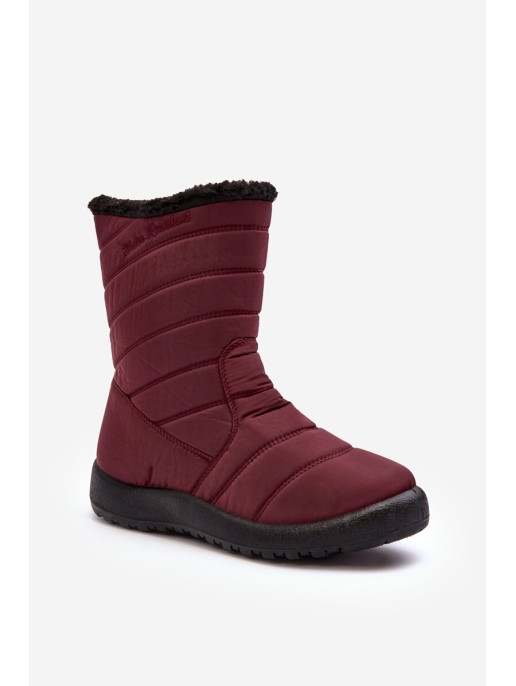 Women's High Padded Snow Boots Burgundy Luxina