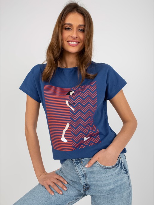 T-shirt-FA-TS-8406.82P-ciemny niebieski