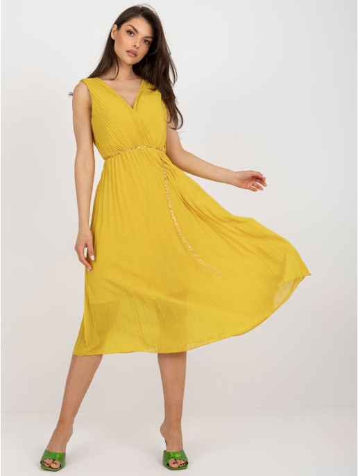 Sukienka-DHJ-SK-13168.21X-ciemny żółty